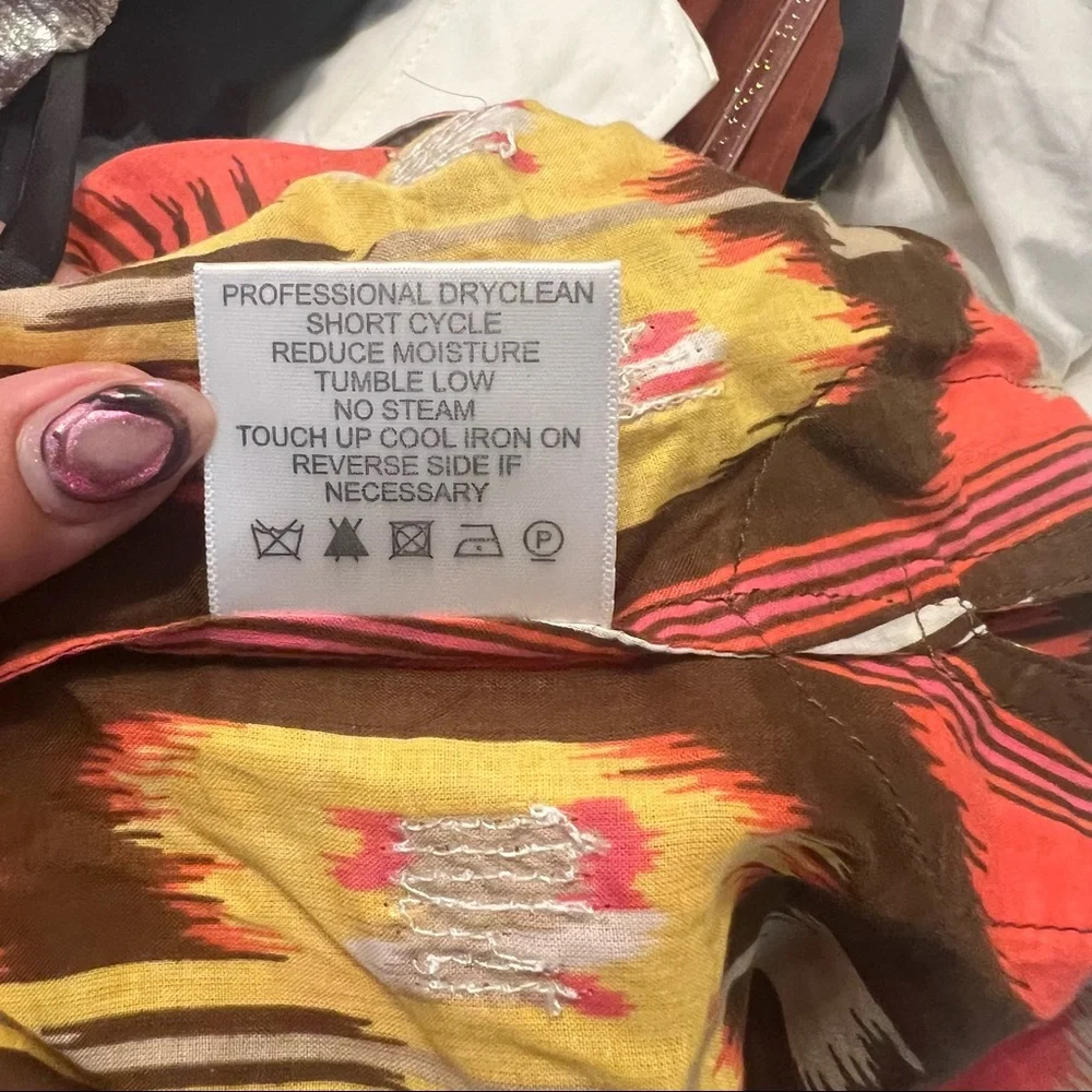 Tory Burch Boho Sequins Embellished Tunic ikat  top orange/ brown size 8